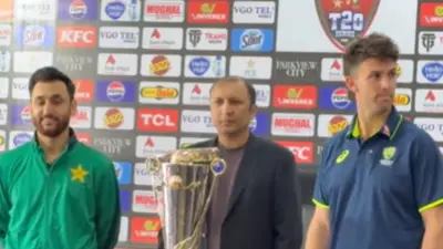 WATCH | Mitchell Marsh Scared? Australia T20 Captain's Expression During Trophy Unveil in Pakistan Draws Attention Mitchell Marsh during trophy unveil