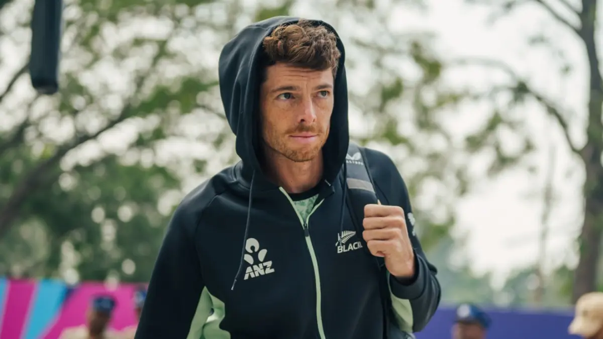 New Zealand Get Mitchell Santner Boost Ahead of Pakistan Clash, Lockie Ferguson Remains Uncertain For T20 World Cup Tie Mitchell Santner at the Chepauk Stadium