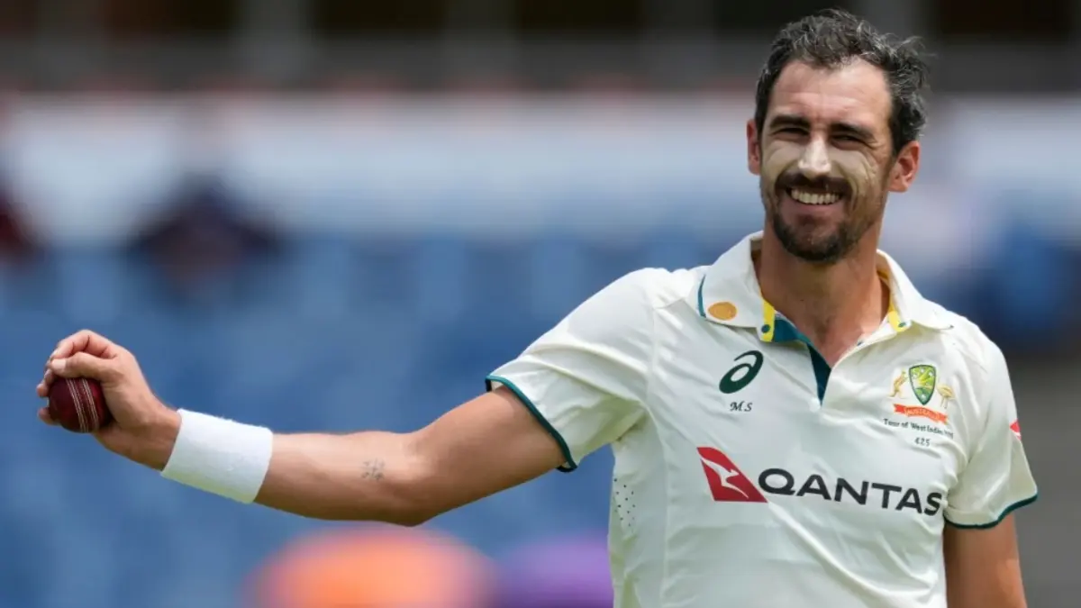 Mitchell Starc during AUS vs WI two-match Test series