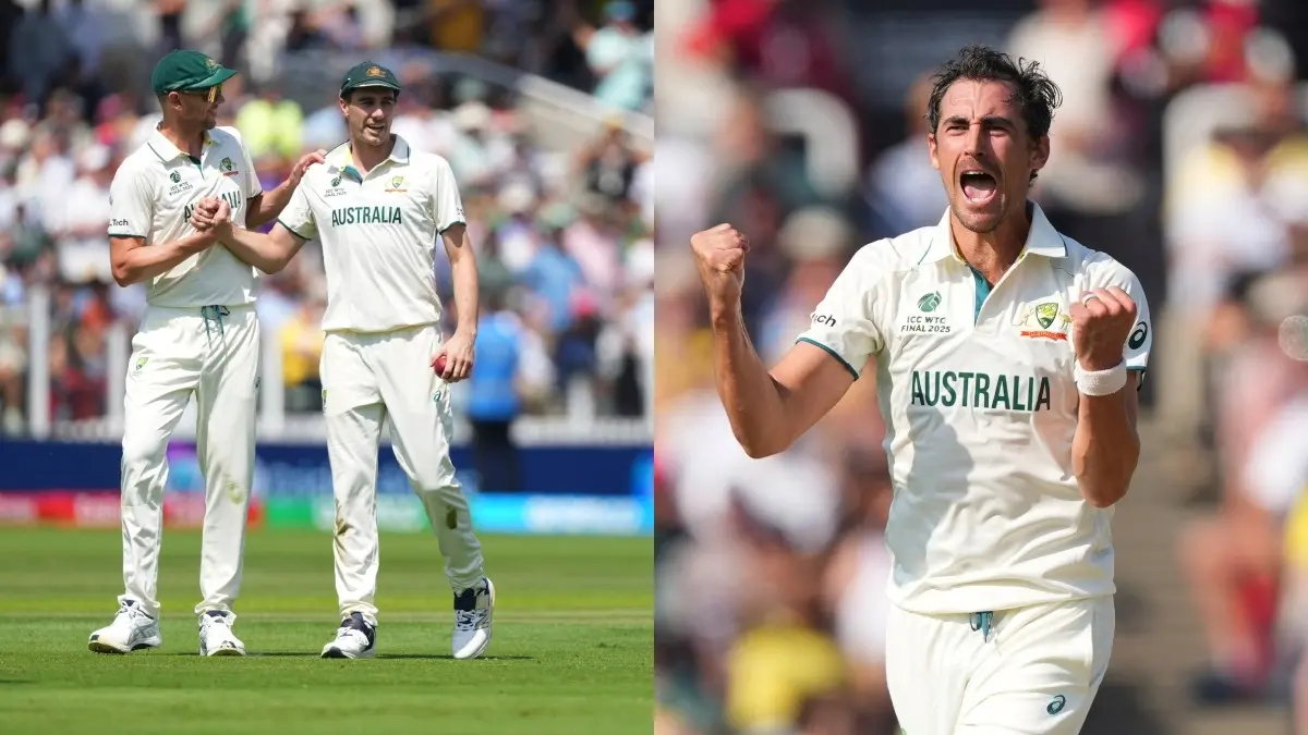 Mitchell Starc, Josh Hazlewood and Pat Cummins in WTC 2025 final