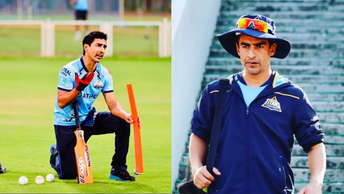 Mithun Manhas while coaching Gujarat Titans