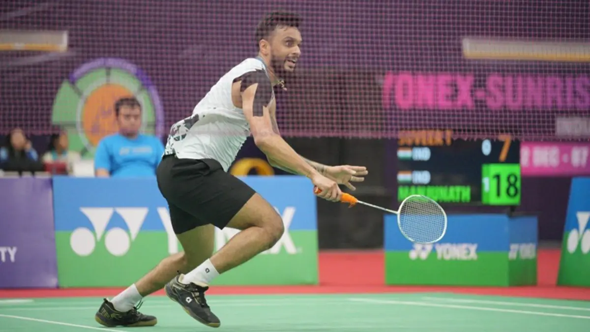 Mithun Manjunath in action at Guwahati Masters 2025