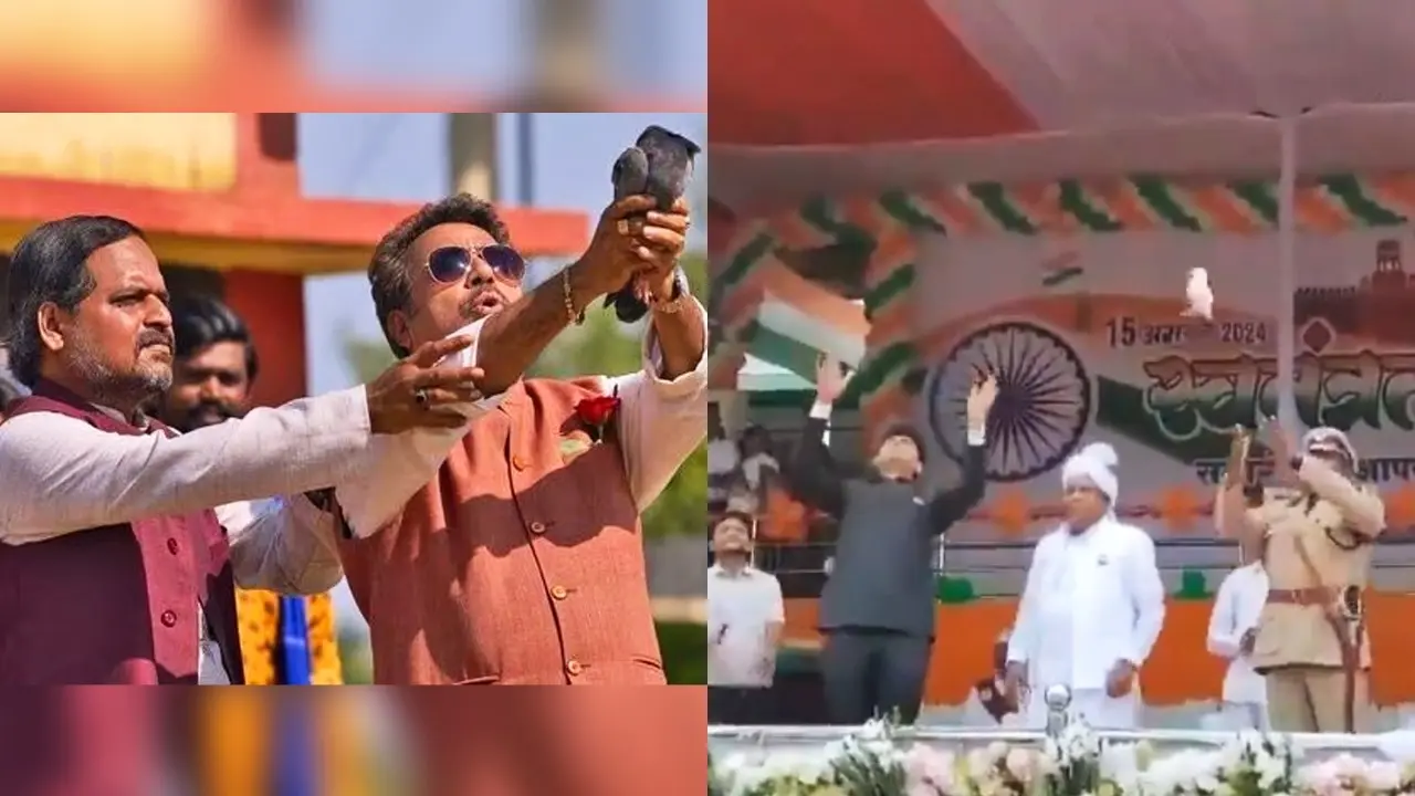 MLA and SP flying pigeons from the stage