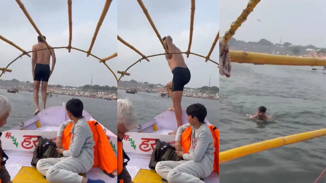 mohammad kaif took a dip in yamuna in prayagraj amidst severe cold