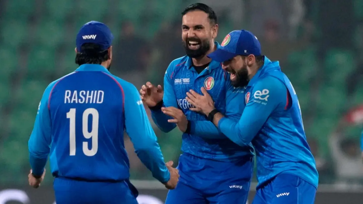 Mohammad Nabi celebrates fall of a wicket