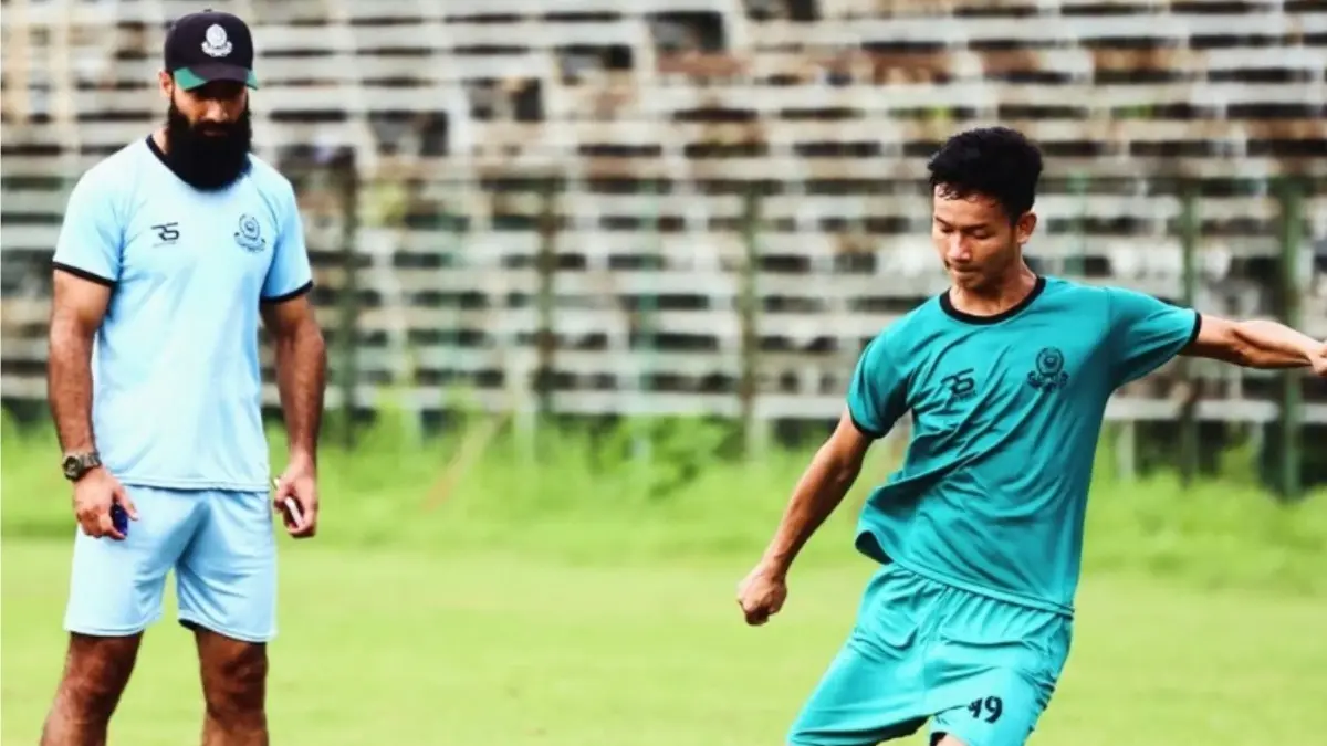 Mohammed SC player in action during training ahead of the Durand Cup 2025 match