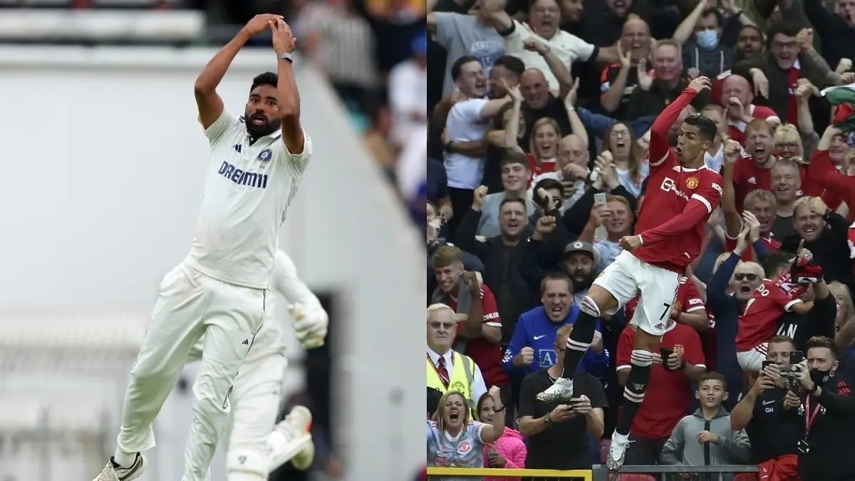 Mohammed Siraj celebrates in Cristiano Ronaldo style