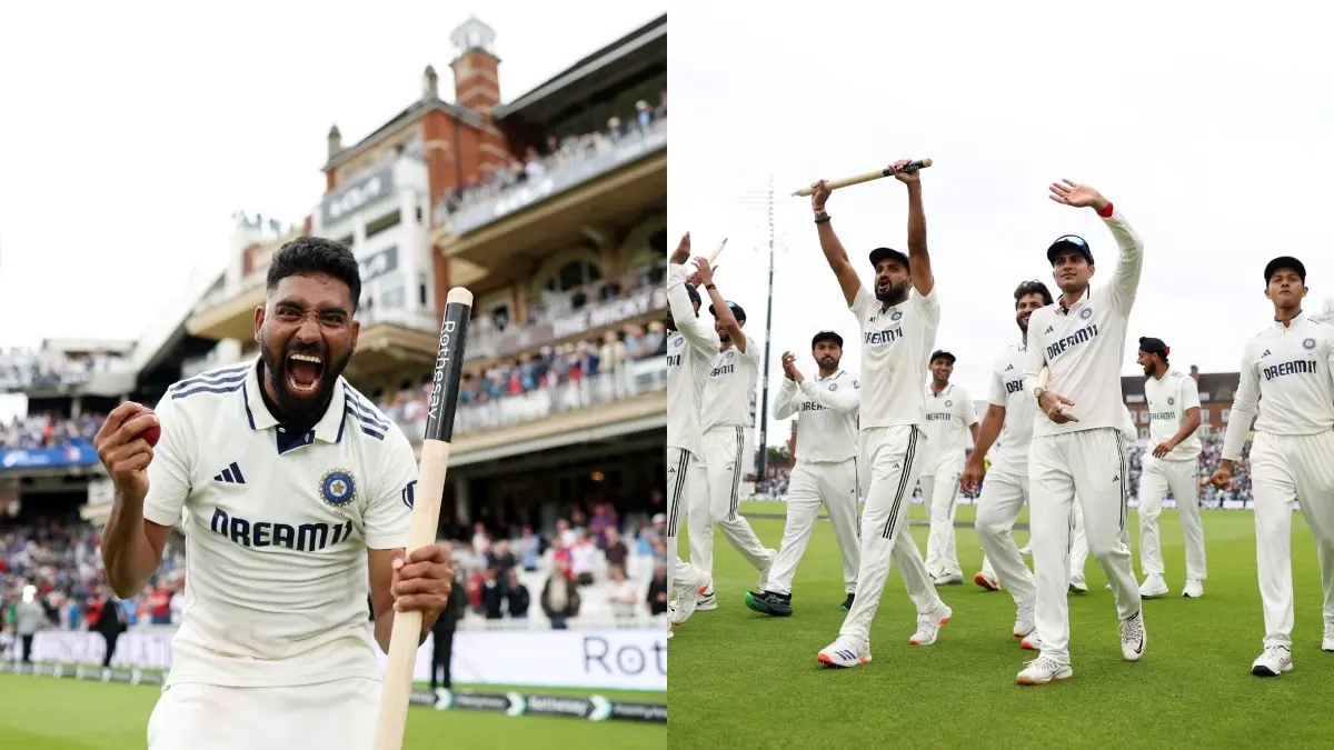 Mohammed Siraj (L), Indian Cricket Team (R)