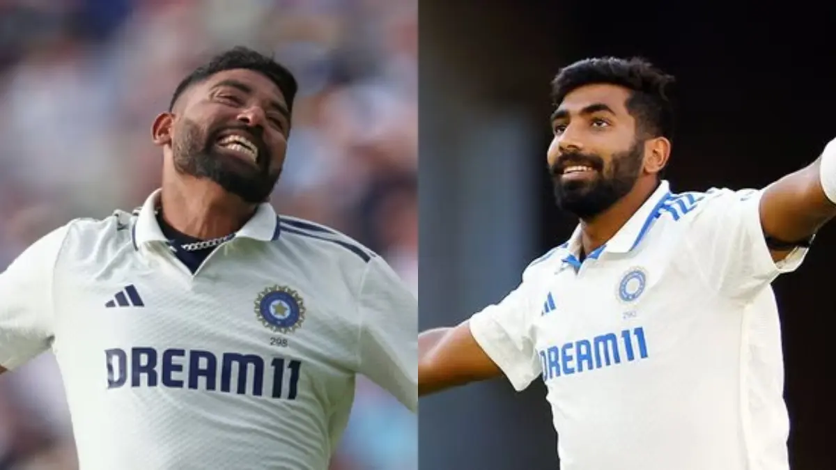 Mohammed Siraj (L), Jasprit Bumrah (R)