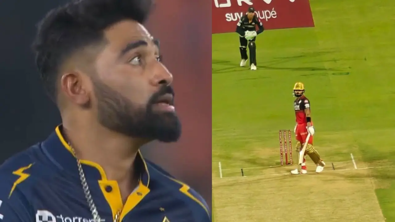 Mohammed Siraj stops gets emotional before bowl to virat kohli during rcb vs gt match video viral
