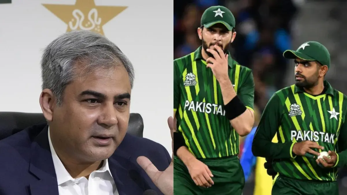 Mohsin Naqvi (L), Pakistan Cricketers (R)