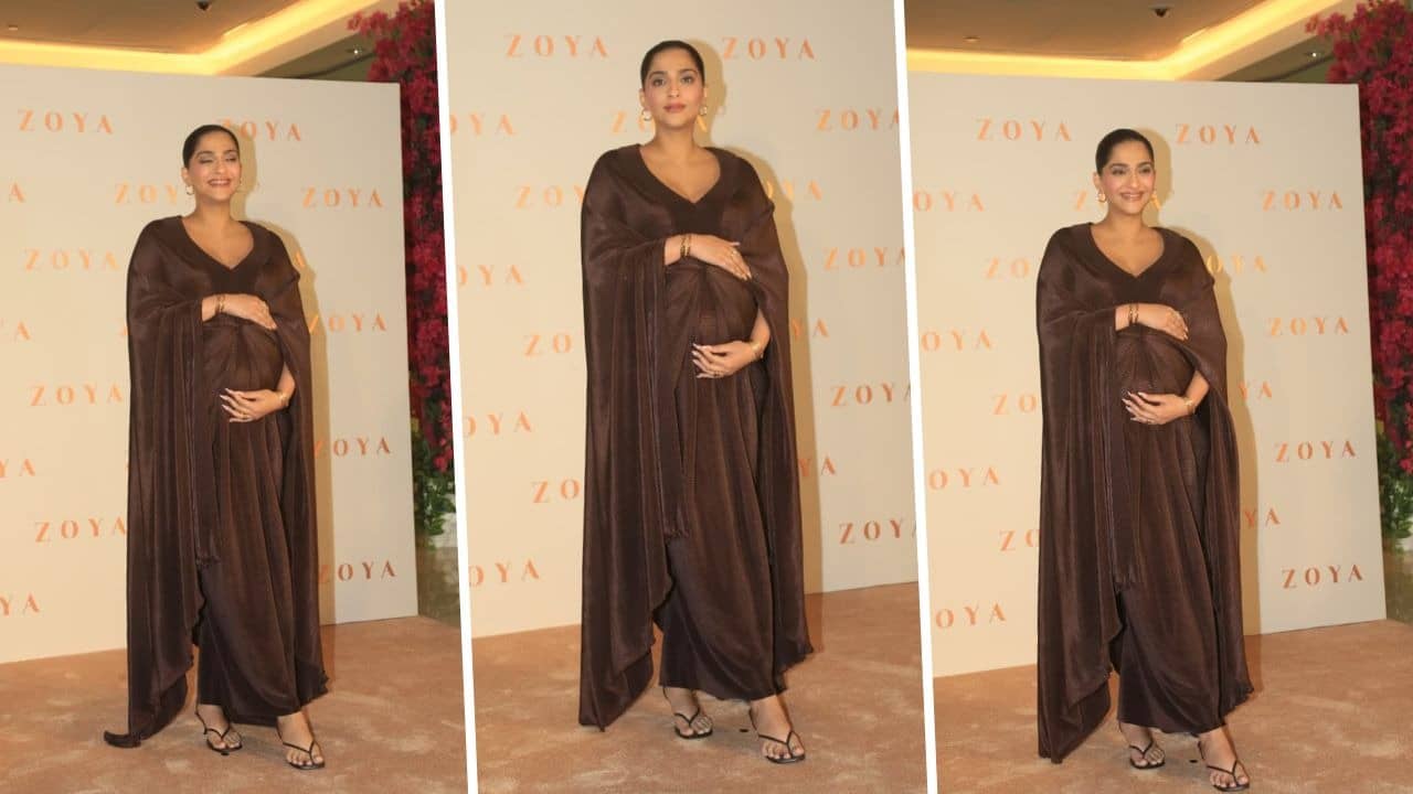 Mom-to-Be Sonam Kapoor Radiates Glow As She Steps Out Wearing Chic Brown Maternity Gown