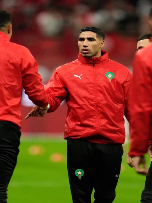 Morocco captain Achraf Hakimi during a practice session