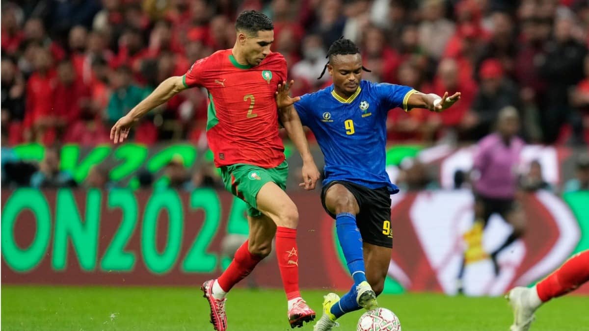 Morocco's Achraf Hakimi in action against Tanzania during the the Africa Cup of Nations fixture