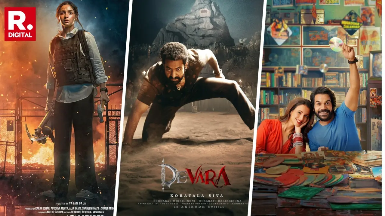 Devara Hindi Collection Takes A Big Hit After Jigra, Vicky Vidya Ka Woh Wala Video Dussehra Release Movie posters of latest Hindi films