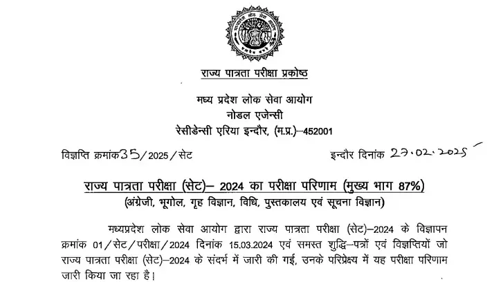 MP SET Final Result 2024