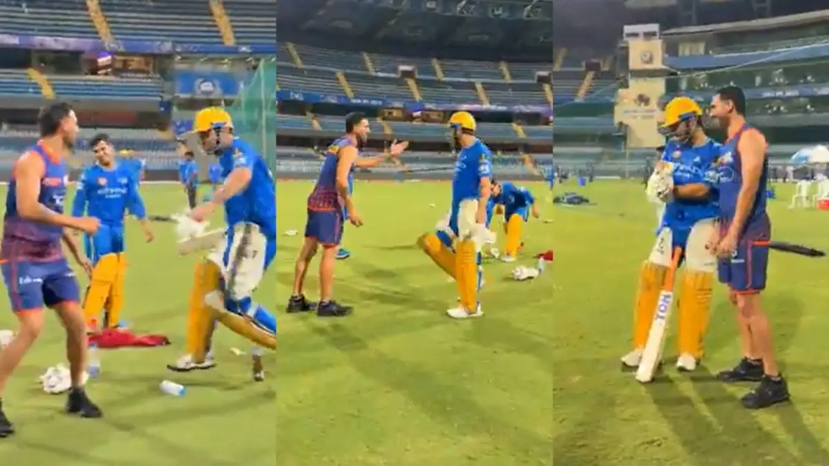MS Dhoni and Deepak Chahar share heartwarming moment ahead of MI vs CSK clash