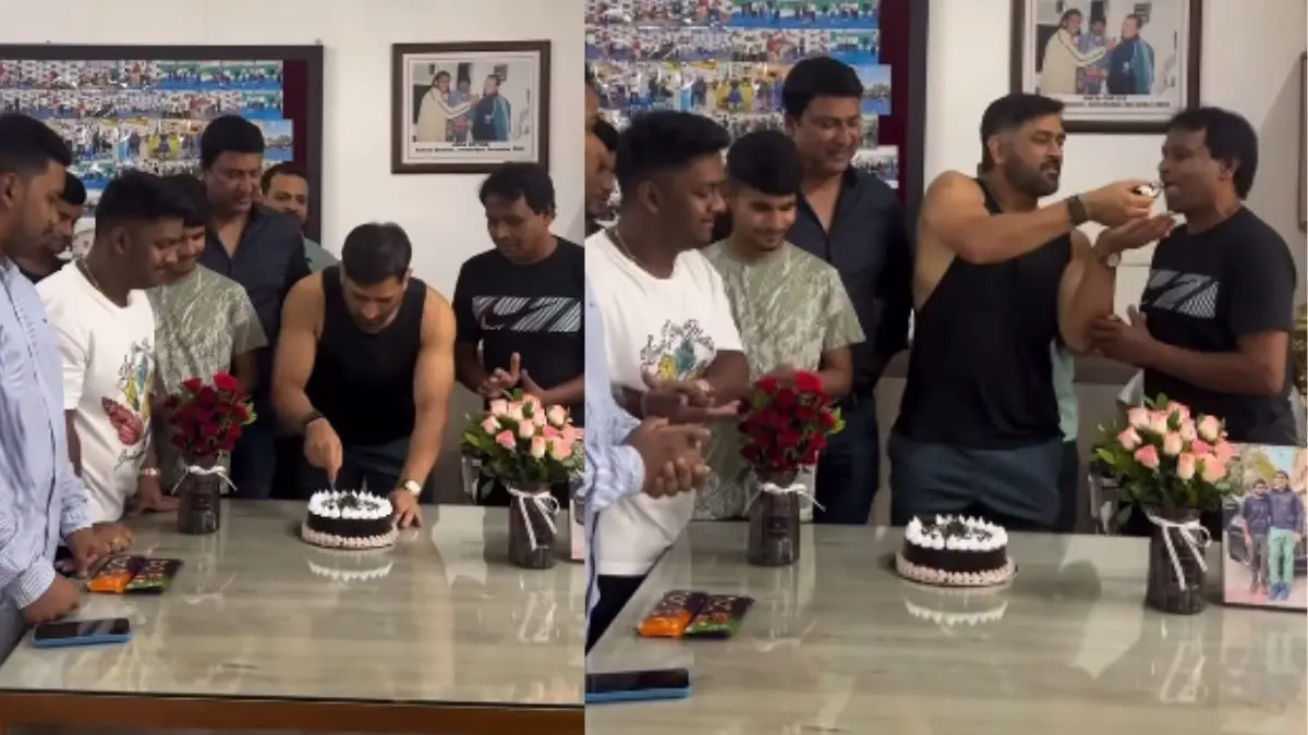 ms dhoni celebrates 44th birthday with his jsca stadium mates in ranchi video wins heart