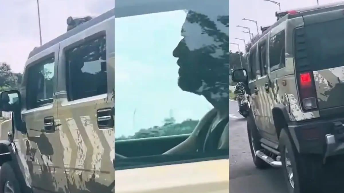 MS Dhoni drives his car in Ranchi