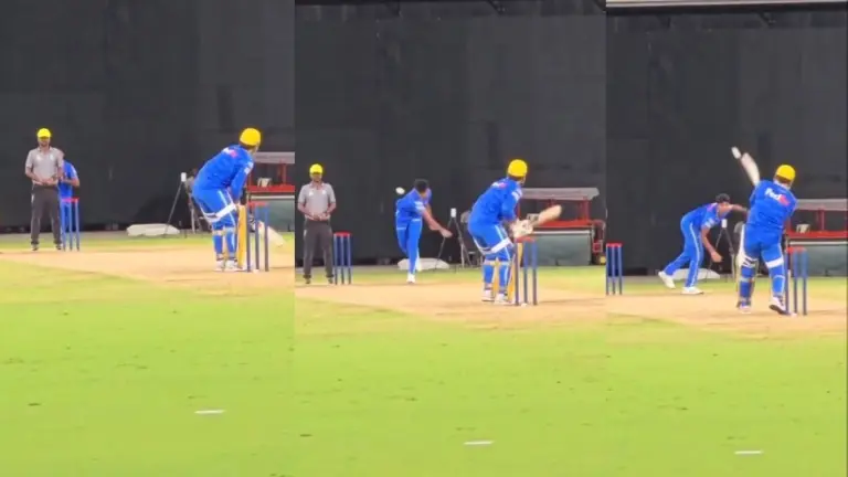 MS Dhoni Brings Out His Vintage Best In Training Ahead Of CSK vs MI IPL 2025 Clash, Sends Stern Message With Iconic Shot MS Dhoni in action during CSK's practice session ahead of IPL 2025.