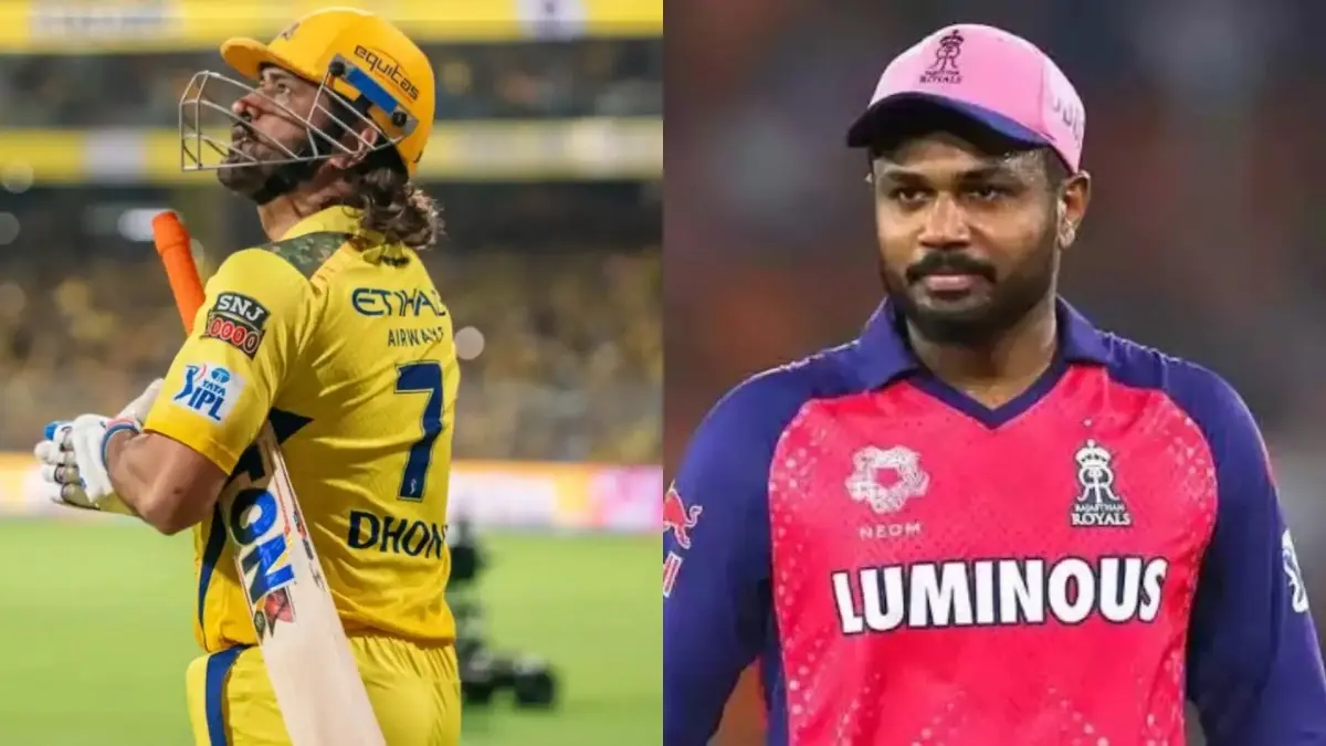 MS Dhoni (L), Sanju Samson (R)