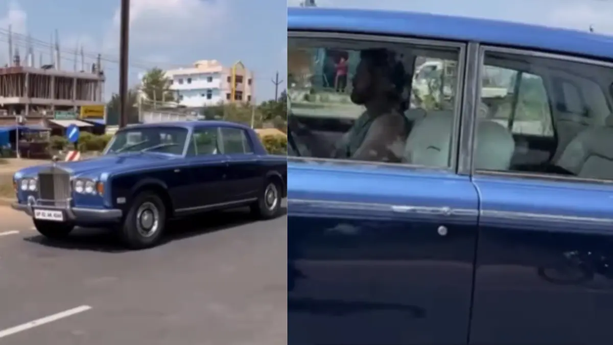 Video of MS Dhoni Driving Vintage Rolls-Royce On The Streets Of Ranchi Goes Viral | Watch MS Dhoni spotted driving vintage 1980 blue Rolls-Royce
