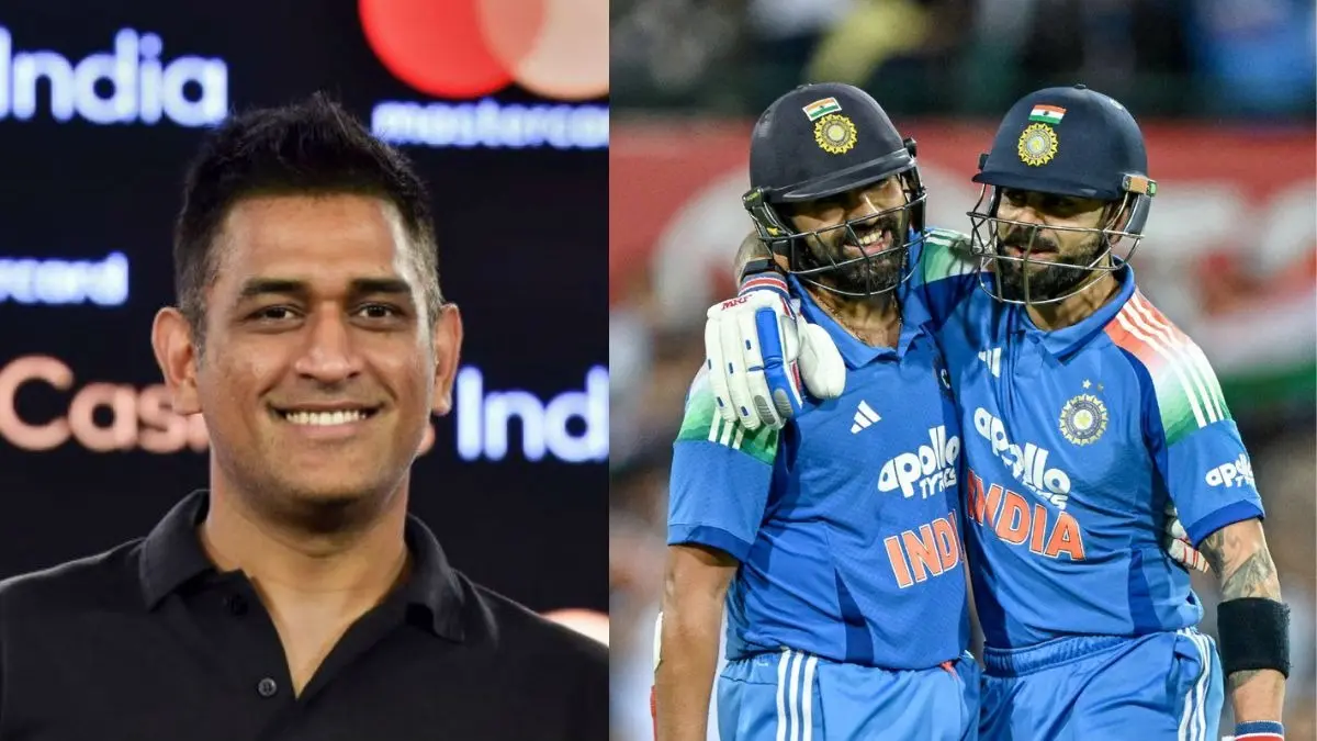 MS Dhoni: क्या विराट कोहली और रोहित शर्मा 2027 में वर्ल्ड कप खेलेंगे? महेंद्र सिंह धोनी ने दिया चौंकाने वाला दो टूक जवाब; VIDEO ms dhoni statement age is not factor on rohit sharma and virat kohli 2027 world cup
