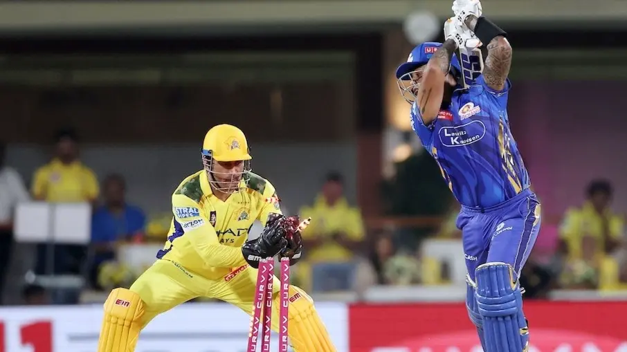 MS Dhoni Stumping video of suryakumar Yadav goes viral lightning quick work csk vs mi