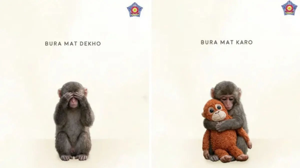 Mumbai Police Uses Viral Baby 'Monkey Punch' To Promote 112 Helpline In ‘Bura Mat Karo’ Awareness Campaign Mumbai Police Uses Viral Baby Monkey Punch To Promote 112 Helpline In ‘Bura Mat Karo’ Awareness Campaign