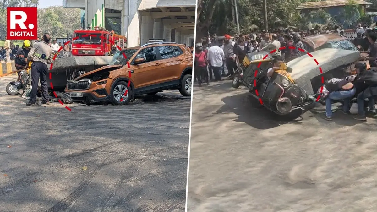 Mumbai Shocker: Under Construction Metro Pillar Portion Collapses On Moving Auto And Car In Mulund; 1 Dead, 5 Injured Mumbai Shocker: Under Construction Metro Pillar Portion Collapses On Moving Auto And Car In Mulund; 1 Dead, 5 Injured