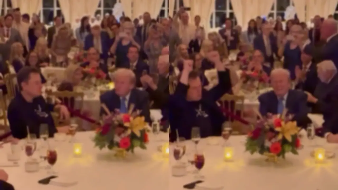 Elon Musk and Trump Groove Together at Mar-a-Lago club in Florida During Thanksgiving Dinner | WATCH Musk and Trump at Thanksgiving
