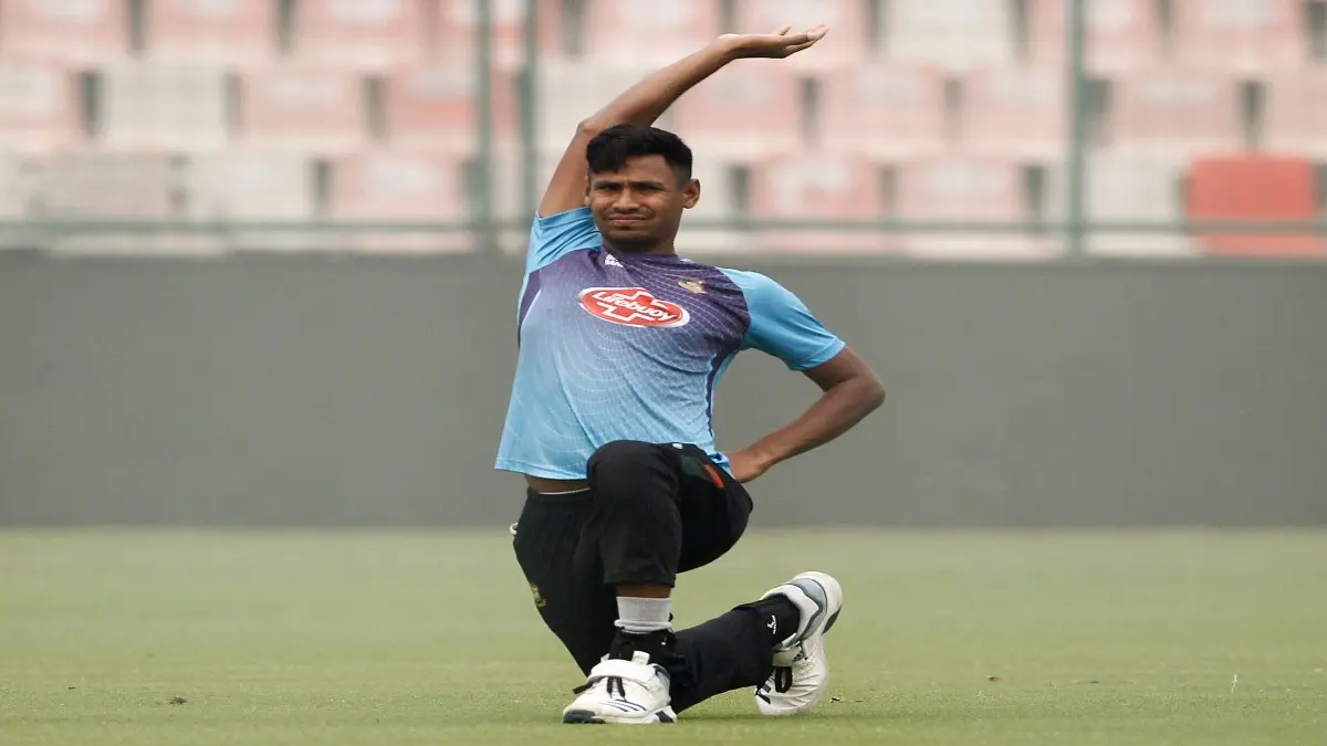 Mustafizur Rahman during a practice session