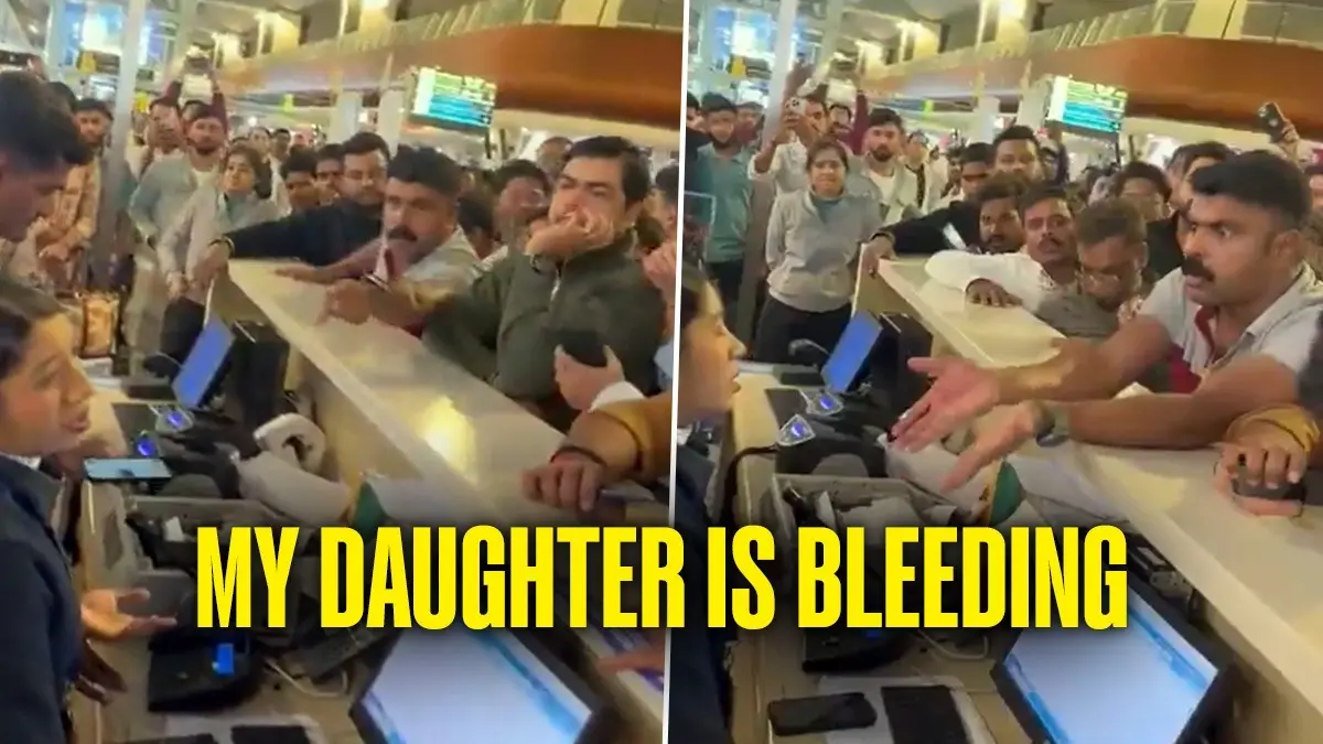 'My Daughter Is Bleeding, She Needs Pad': Angry Father Shouts At IndiGo Staff Amid Airport Chaos