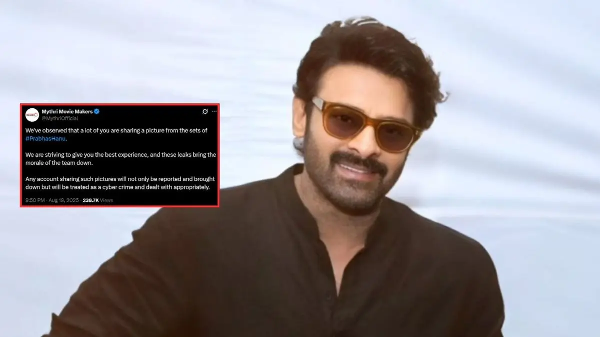 Leaked Photo From Prabhas' Fauji Removed After Makers Warn Strict Legal Action Mythri Movie Makers warn against Fauji leaks