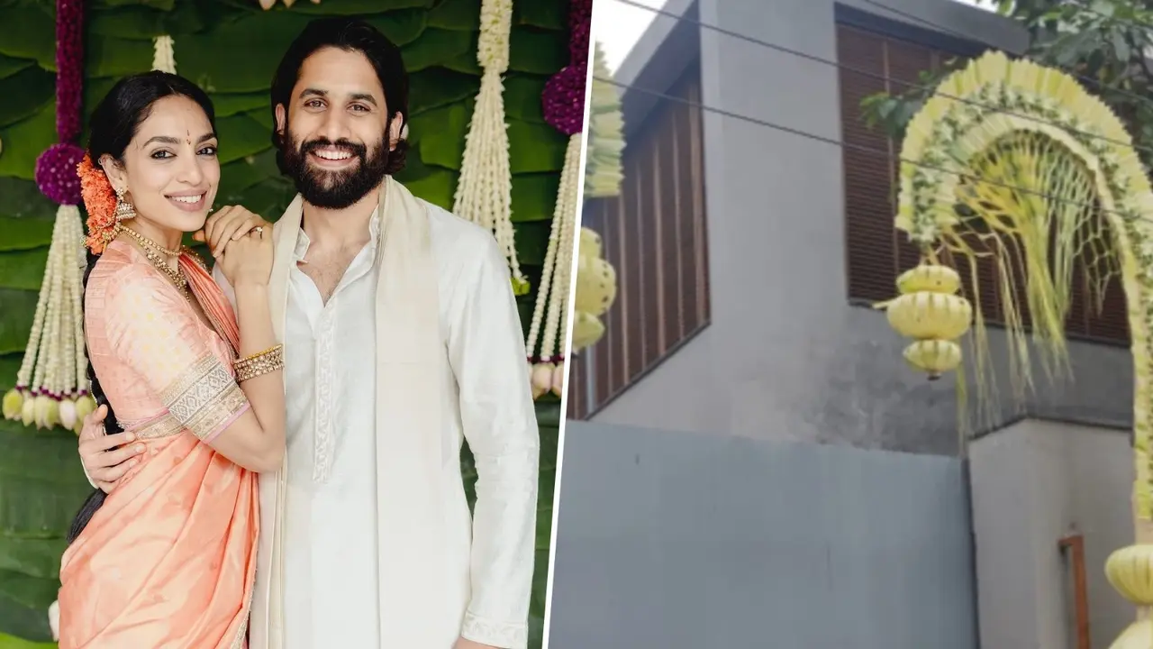Naga Chaitanya-Sobhita Dhulipala Wedding: Akkinenis' Jubilee Hill Bungalow Decked Up For Festivities Naga Chaitanya and Sobhita Dhulipala's wedding at the Akkinenis' Jubilee Hills bungalow, with stars like Ram Charan and Mahesh Babu in attendance