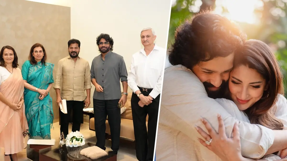 Nagarjuna-Amala Akkineni Invite Telangana CM Revanth Reddy To Akhil Akkineni And Zainab Ravdjee's Wedding Nagarjuna and Amala Akkineni with CM Revanth Reddy