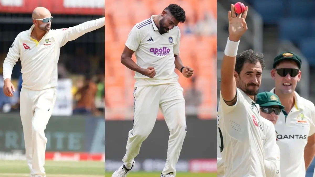 Nathan Lyon, Mohammed Siraj and Mitchell Starc