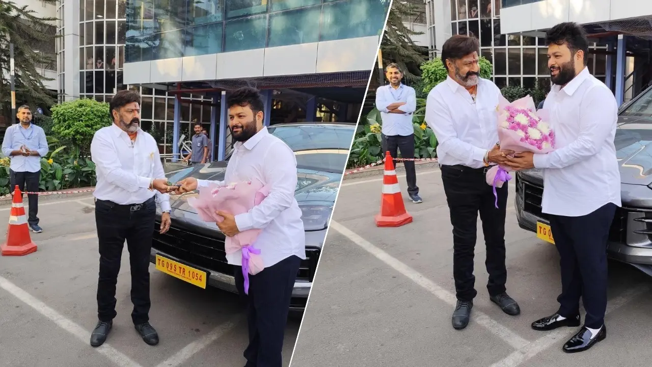 After Daaku Maharaaj Sucess, Nandamuri Balakrishna Gifts Music Composer S Thaman Luxurious Porsche Worth ₹2 Crore NBK gifts S Thaman a Porsche