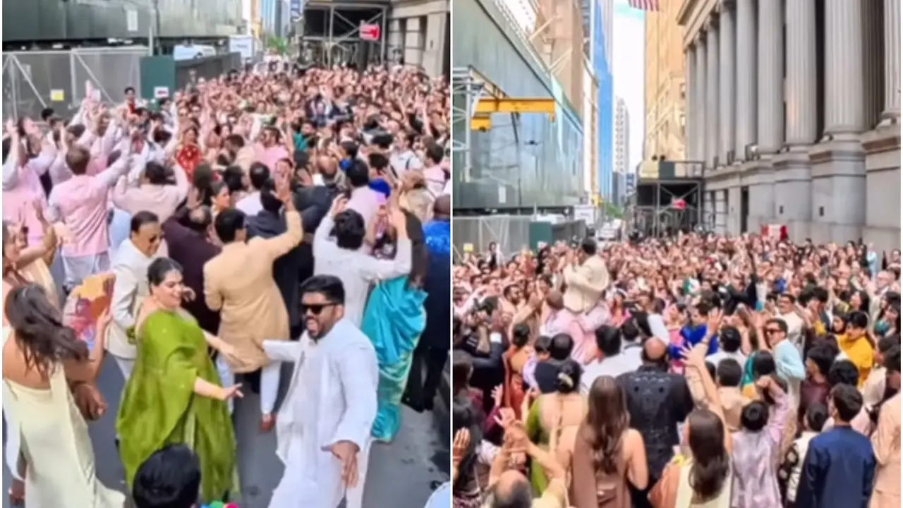 New York Goes More Desi: 400 Person Indian Baraat Shuts Down Wall Street in Viral Video