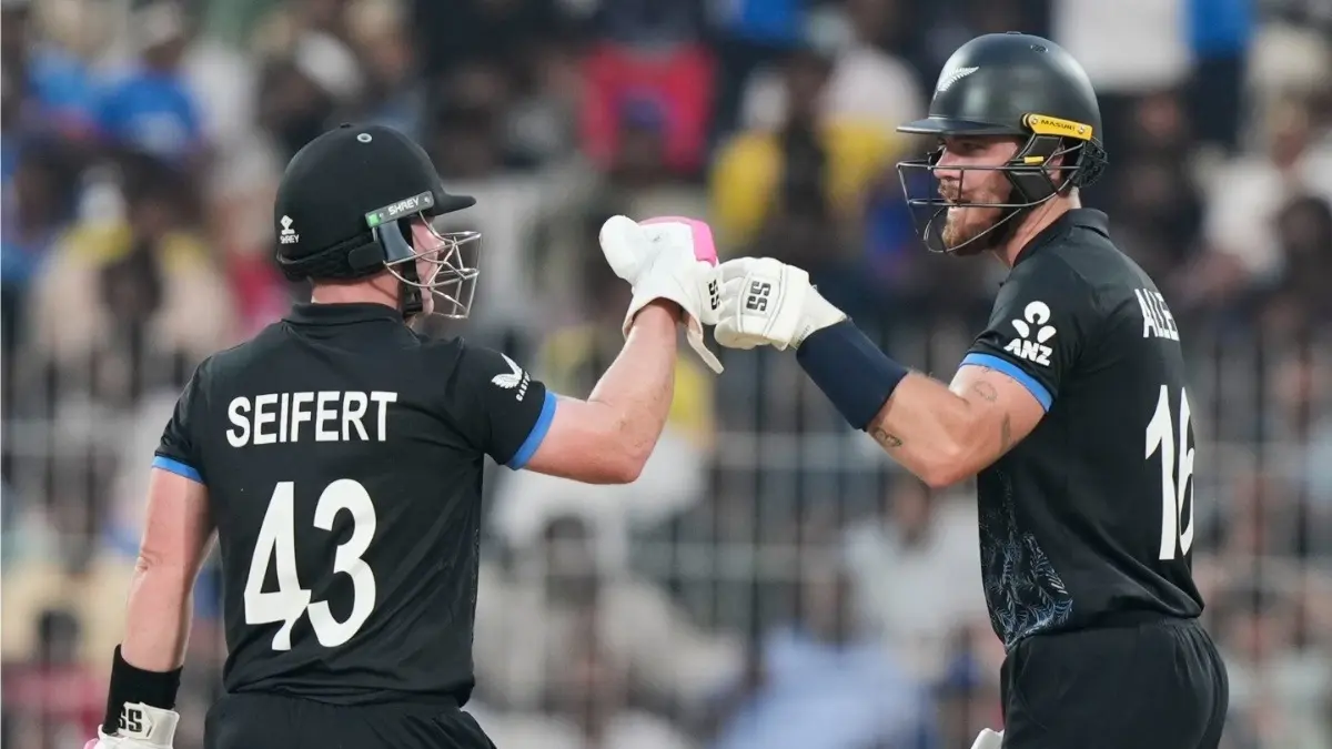 T20 World Cup 2026: New Zealand Clinch Commanding Victory Over UAE In Chennai New Zealand's Finn Allen and Tim Seifert greet each other during UAE clash