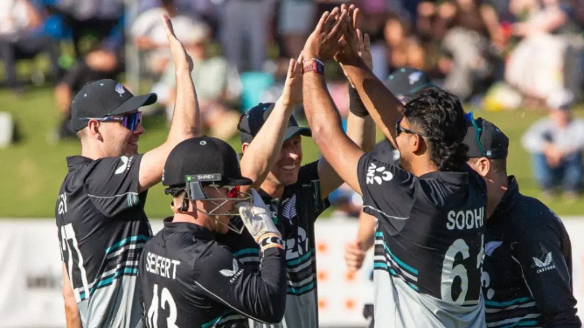 Zimbabwe vs New Zealand Live Streaming, Match 3, T20I Tri-Series 2025: When And Where to watch ZIM vs NZ Live in India New Zealand Team celebrate wicket