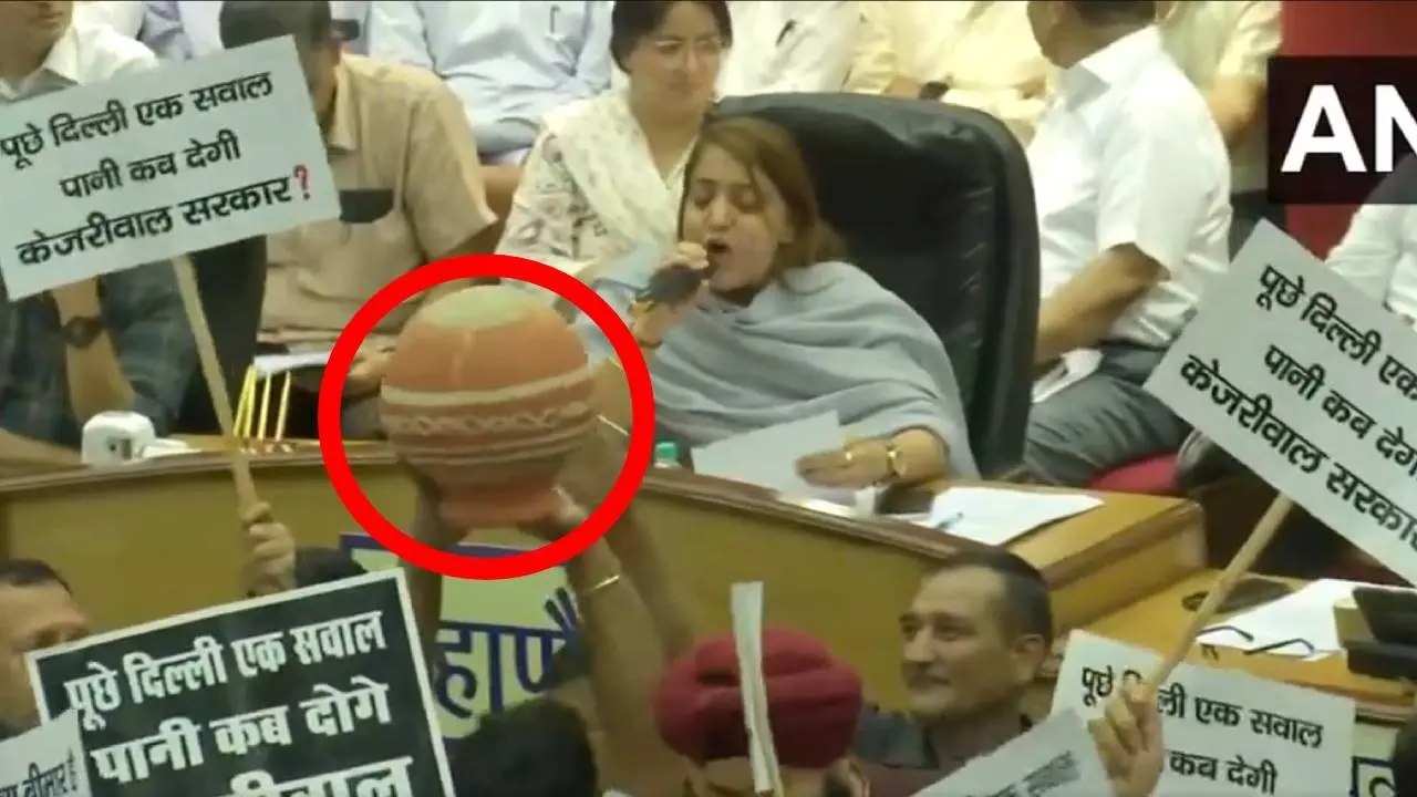 BJP councillors protest against Arvind Kejriwal in MCD house