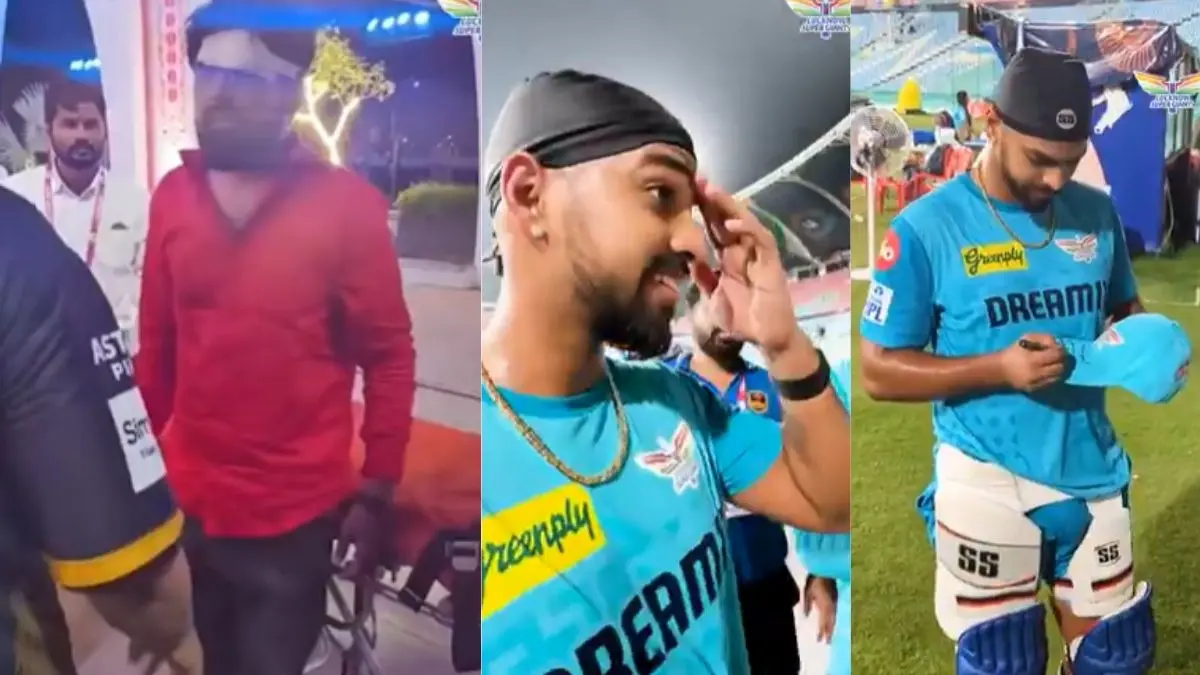 Nicholas Pooran Six hit a fan head LSG Batter called him and gift signed cap video went viral