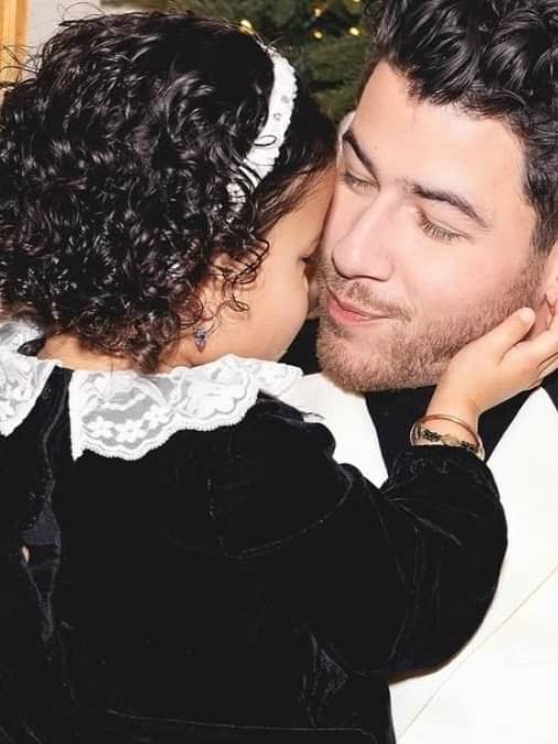 Nick Jonas with daughter Malti Marie Chopra Jonas