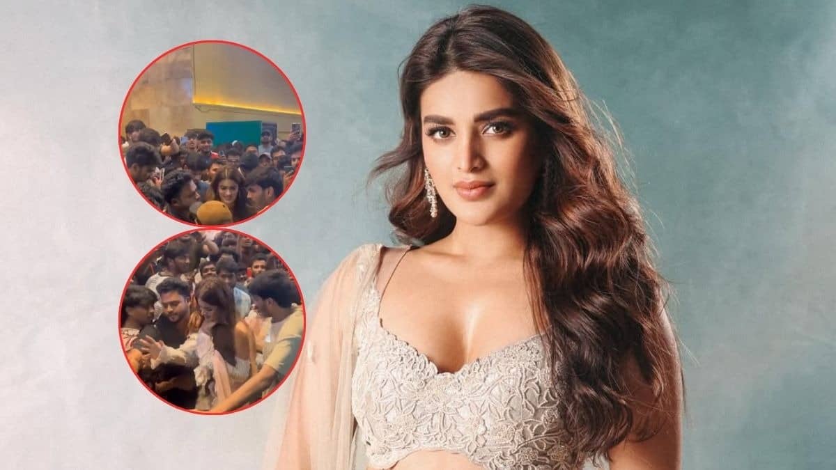 Nidhhi Agerwal Mobbed At The Raja Saab Event