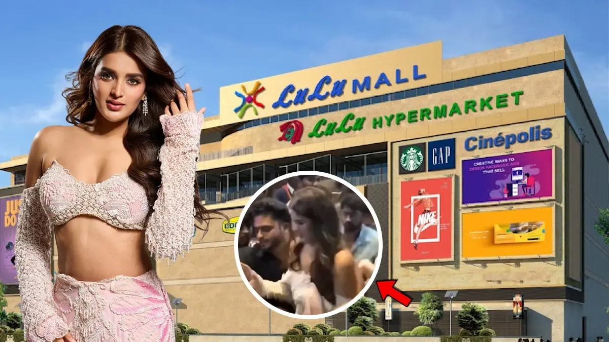 Nidhhi Agerwal was mobbed at a mall in Hyderabad during a song launch event