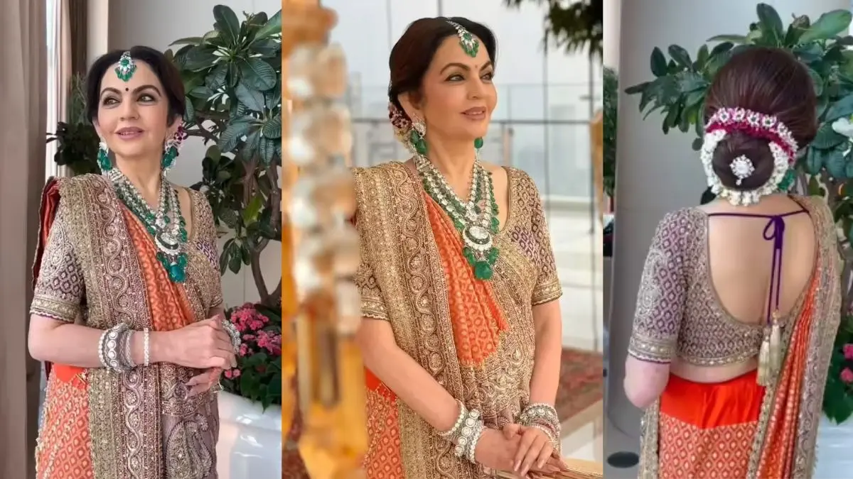 Nita Ambani Saree: सोने-चांदी की साड़ी और हीरों की चमक, भतीजे की शादी में नीता अंबानी का रॉयल लुक, नहीं लग रहीं किसी महारानी से कम Nita Ambani Saree