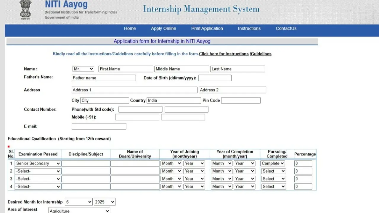 NITI Aayog Internship 2025