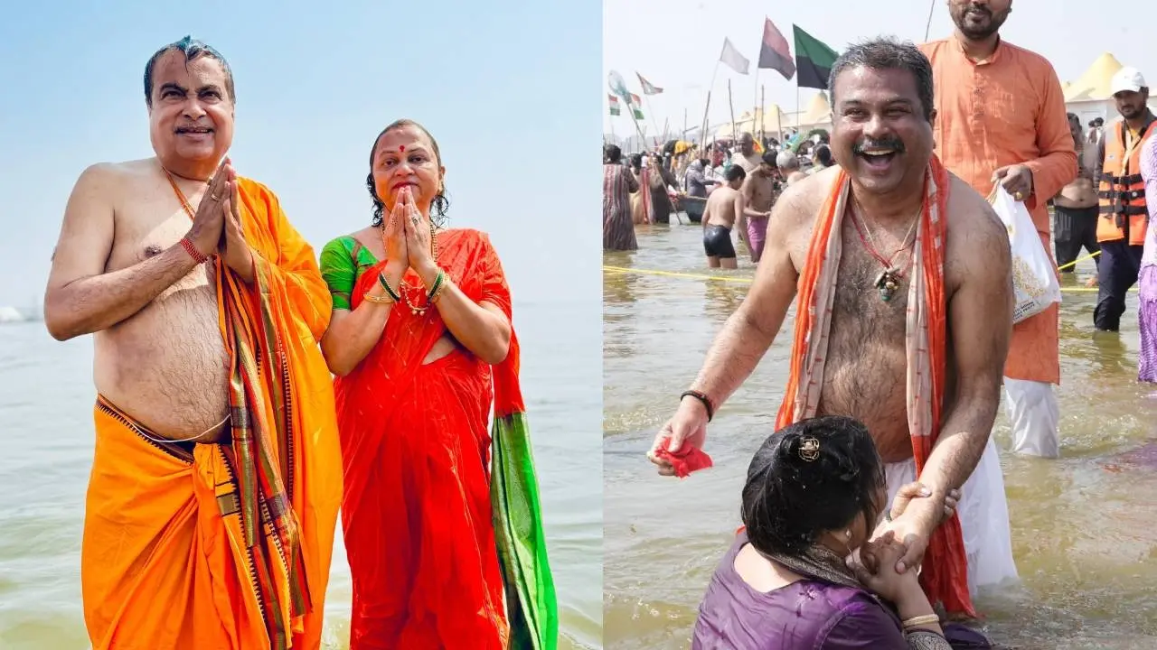Maha Kumbh 2025: संगम में केंद्रीय मंत्री नितिन गडकरी, धर्मेंद्र प्रधान ने लगाई डुबकी nitin gadkari and dharmendra pradhan took a dip in the triveni sangam
