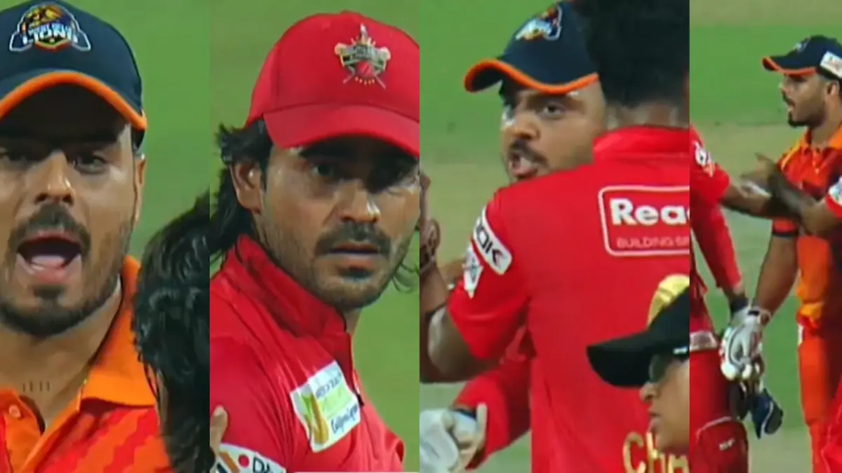 DPL 2025: Digvesh Rathi And Nitish Rana Engage In Heated Altercation During West Delhi Lions vs South Delhi Superstarz Eliminator | WATCH VIDEO NItish Rana and Digvesh Rathi get into heated argument